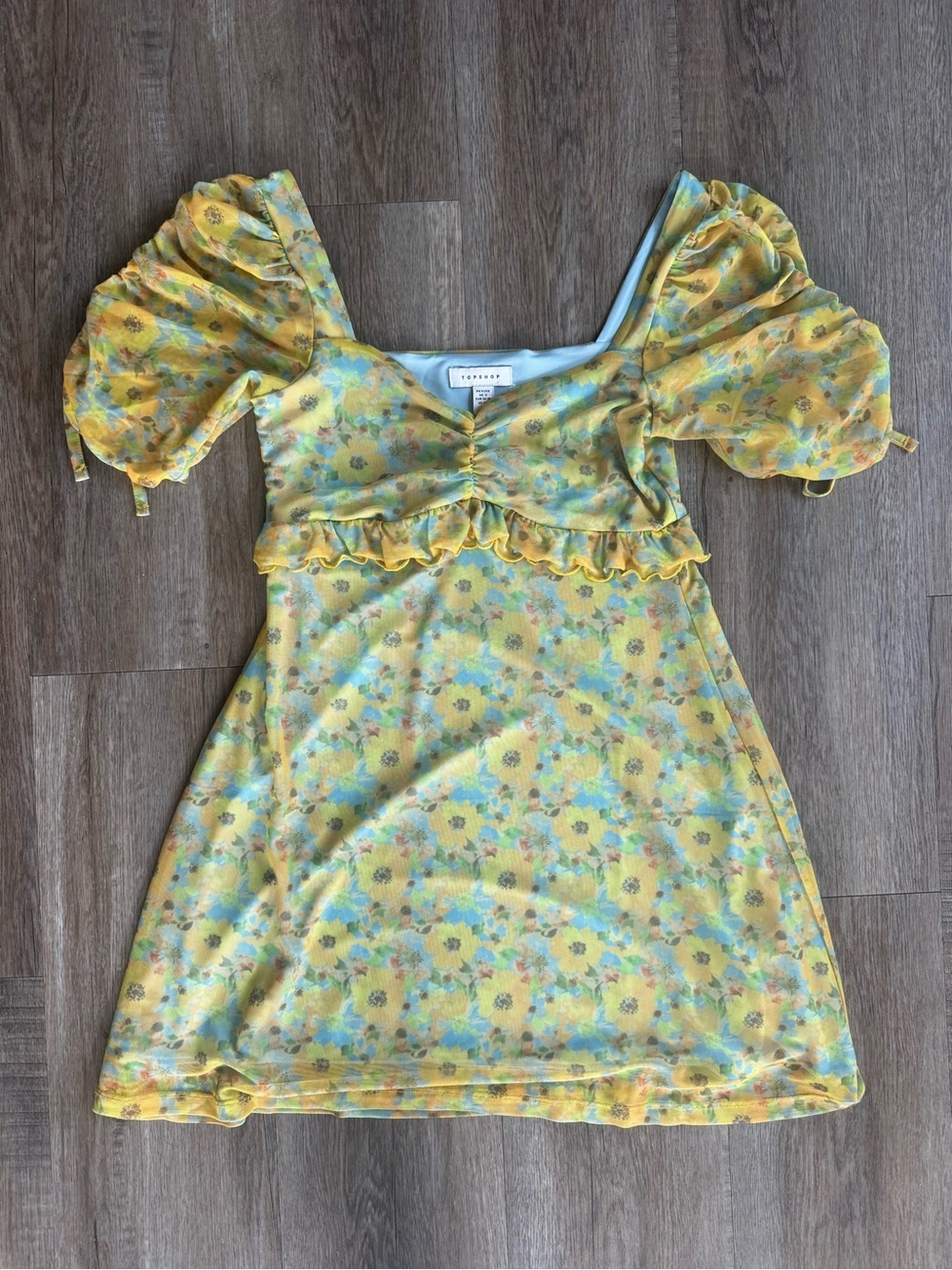 Topshop Neon Floral Mini Tea Dress - size 4-6